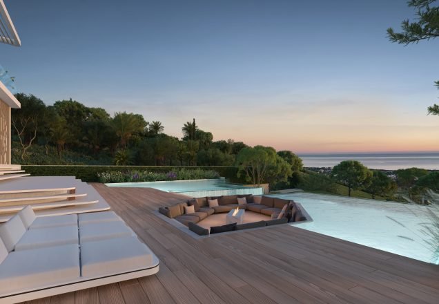 Zafiro Villa exterior with sea views – Tierra Viva Lamborghini villas, Benahavís