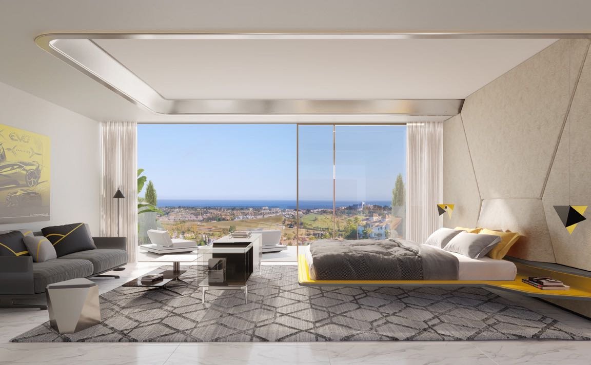 Diamante master bedroom with panoramic window (render)